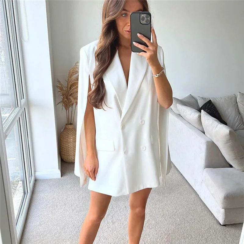 Pink sleeveless jacket for women fashionable spring collar double chest pockets office womens 240826