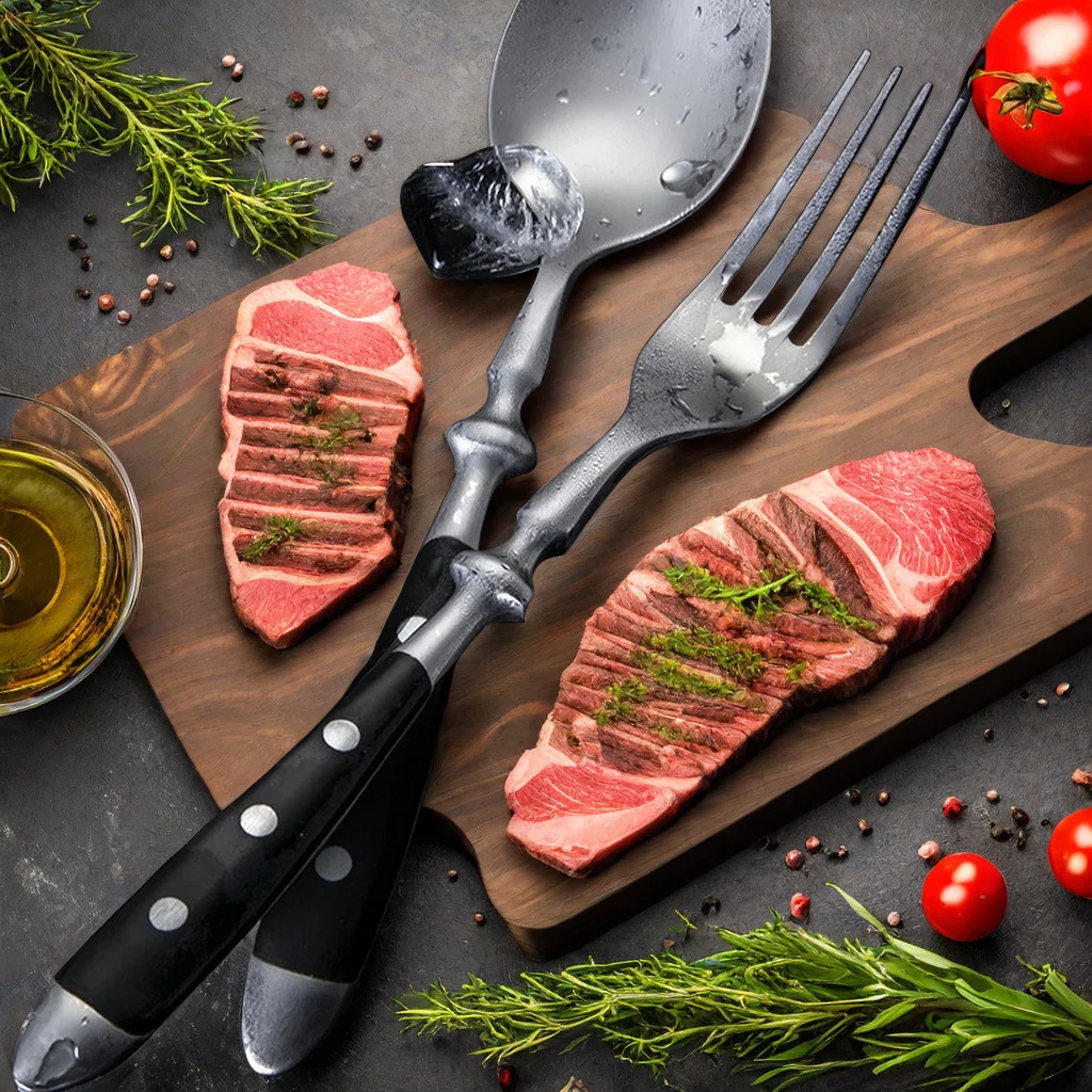 Classic and elegant stainless steel cutlery set fork spoon knife full steak teaspoon creative 240827