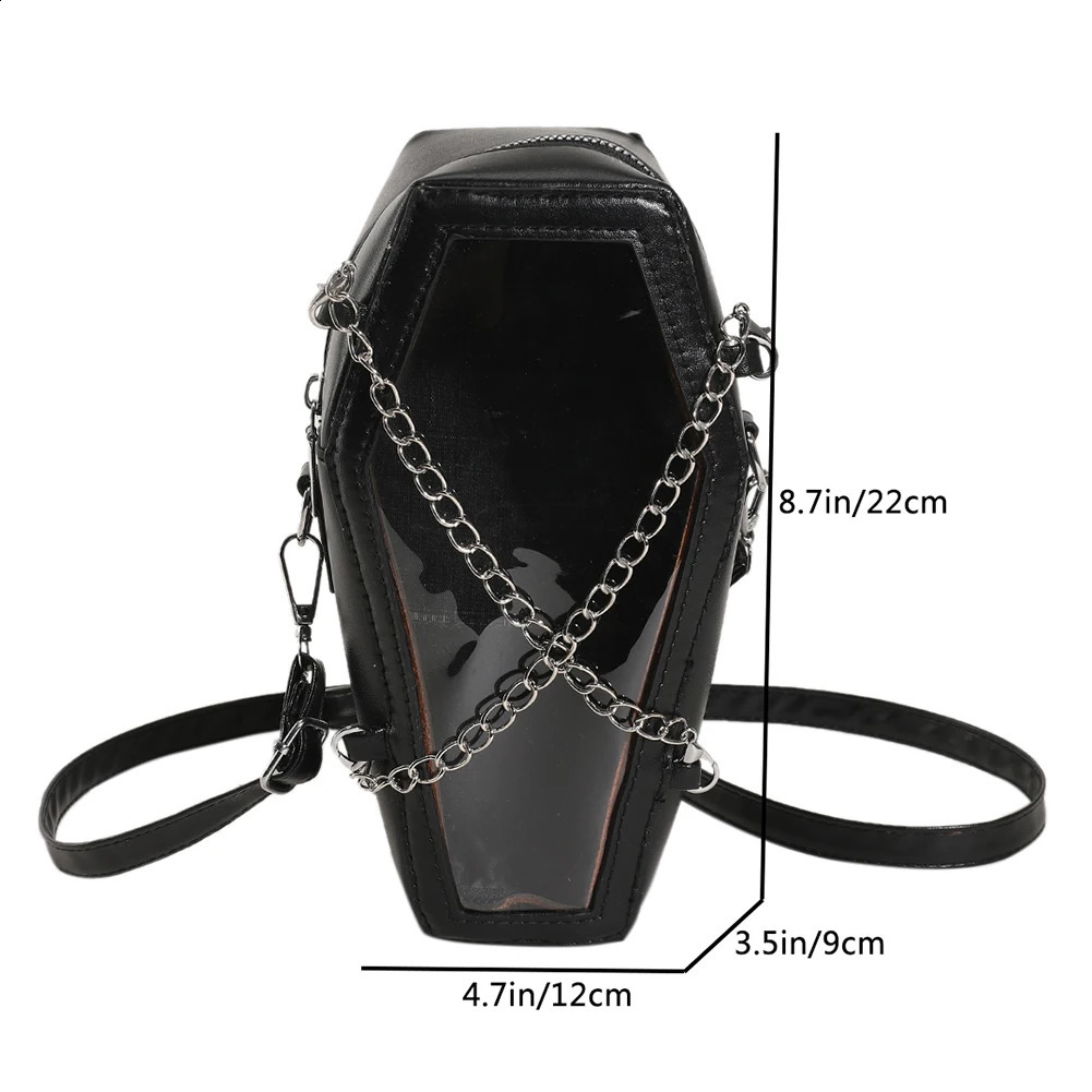 Womens Horizontal Bag Creative PVC Coffin shaped Mobile Phone Lightweight PU Handbag Halloween Office Travel Bottom 240827