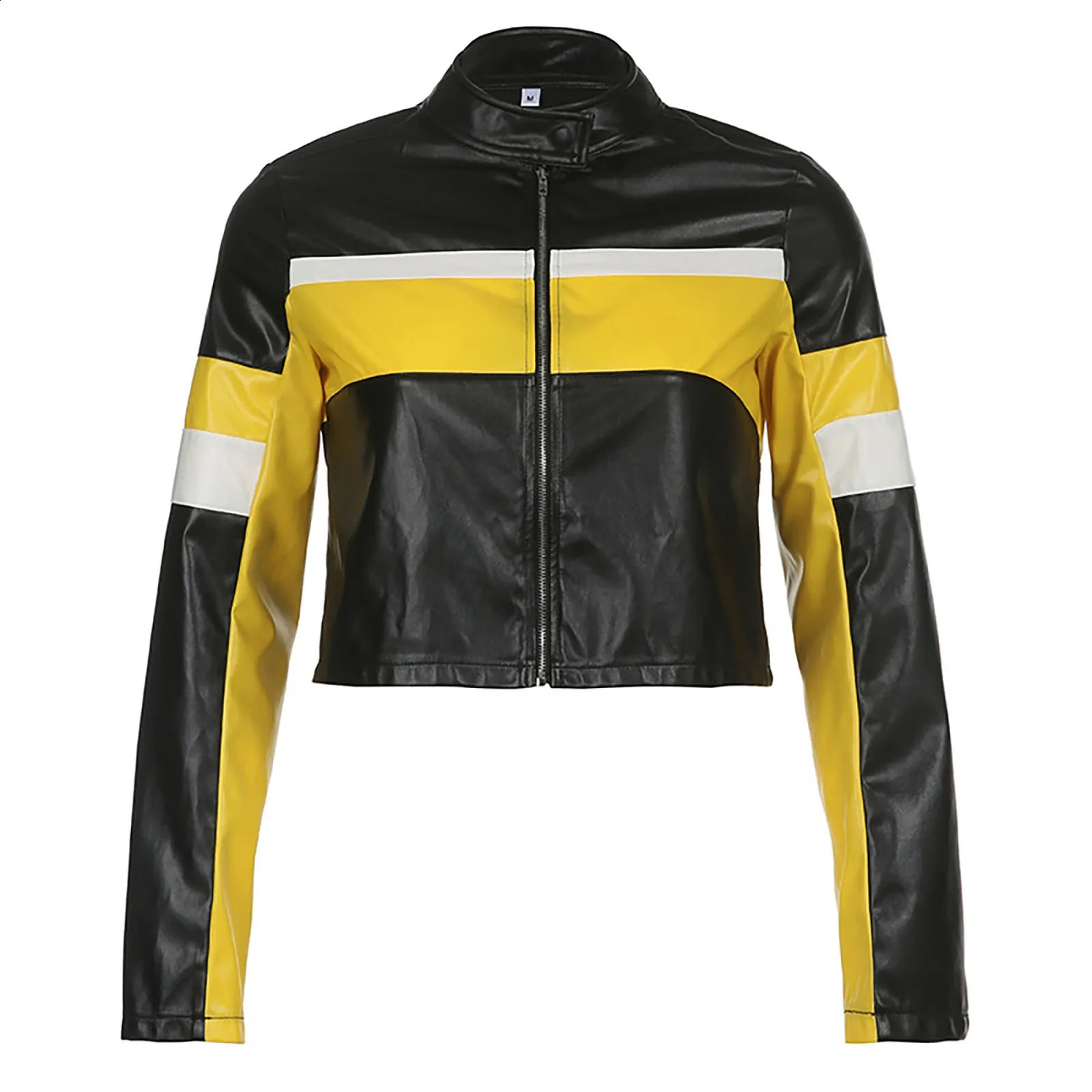 Womens jacket fashionable dress womens motorcycle style comparison cool leather upright zipper 240827