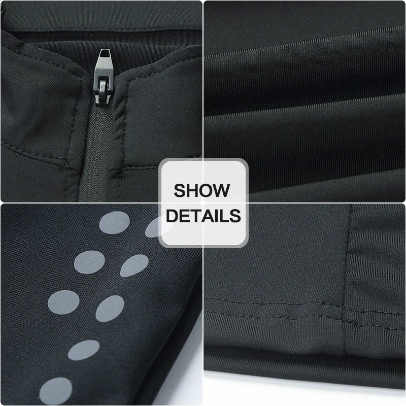 Mens tight fitting sports Tshirt long sleeved gym running clothing fitness compression sportswear zipper hiking Rashgar shirt 240827
