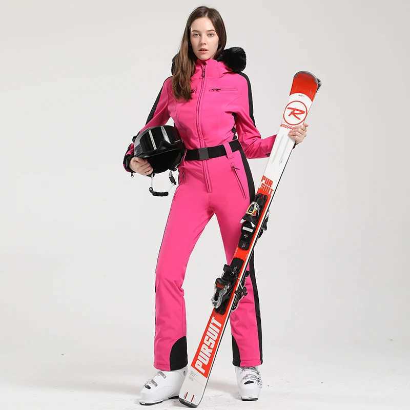 Skiing Suits Winter Women Jumpsuit One Piece Ski Suit Thermal Thicken Waterproof Windproof Outdoor Sport Wear for Snowboard Mountain New H240826