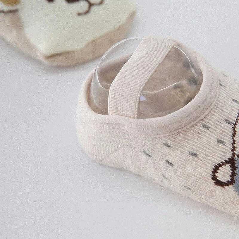 Cotton Shoes Floor Socks First Walker Anti slip Preschool Baby Girl Boy Cute Animal Cartoon Rubber Handle Boat Socks M240827
