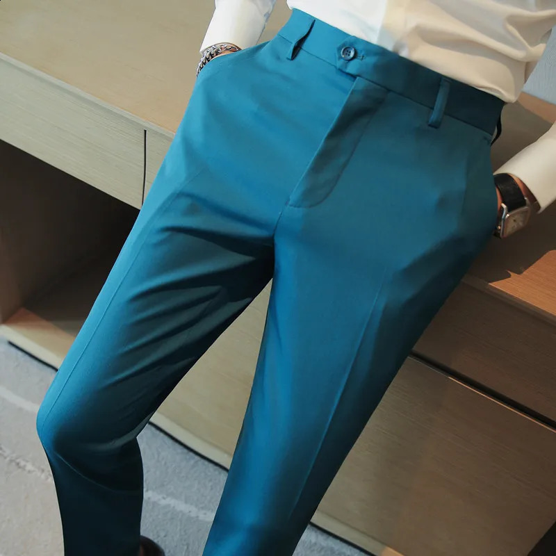 Autumn Solid Straight Casual Pant High Quality Fashion Simplicity Men Suit Pants Formal Business Office Social Trousers 240827