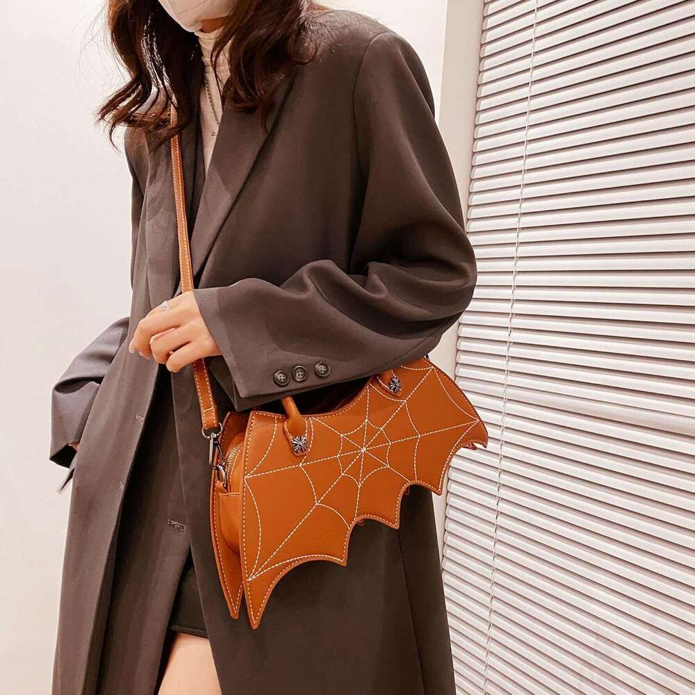 Bat wing Shoulder bag,PU Spider Web Crossbody Handbag for Women