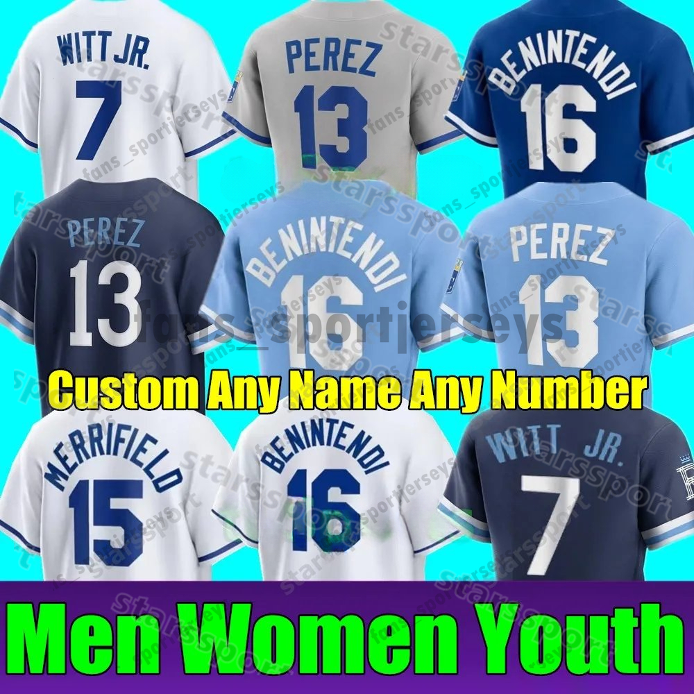 7 Bobby Witt Jr. Royals Baseball Jerseys 16 Bo Jackson 5 George Brett 13 Salvador Perez 51 Brady Singer 2 Michael A. Taylor 17 Hunter Dozier Zack Greinke Pratto Women Youth