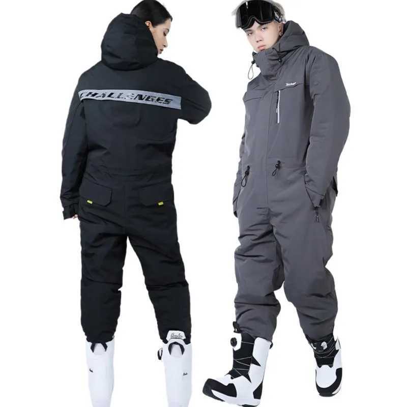 Skiing Suits Ski Suit Cold-Proof Mens and Womens One-Piece Outdoor Waterproof Windproof Snowboarding Suit H240826