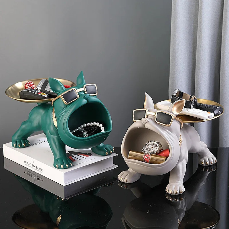 Home Decor Bulldog Figurine Dog Statue Storage Box Animal Ornament Resin Craft Art Sculpture Figurine Home Puppy Sculpture 240827