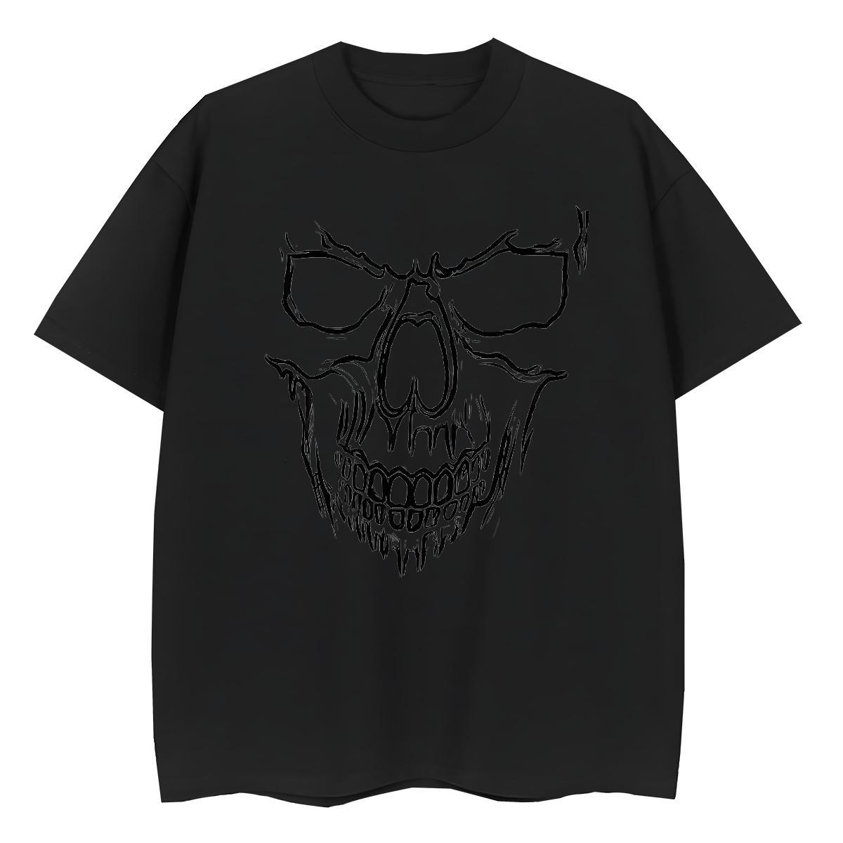 Casual New Women T Shirts 230g 100% Cotton Crew Neck Hip Hop skull Tshirt for Man Woman 5A DIY Logo Clothings