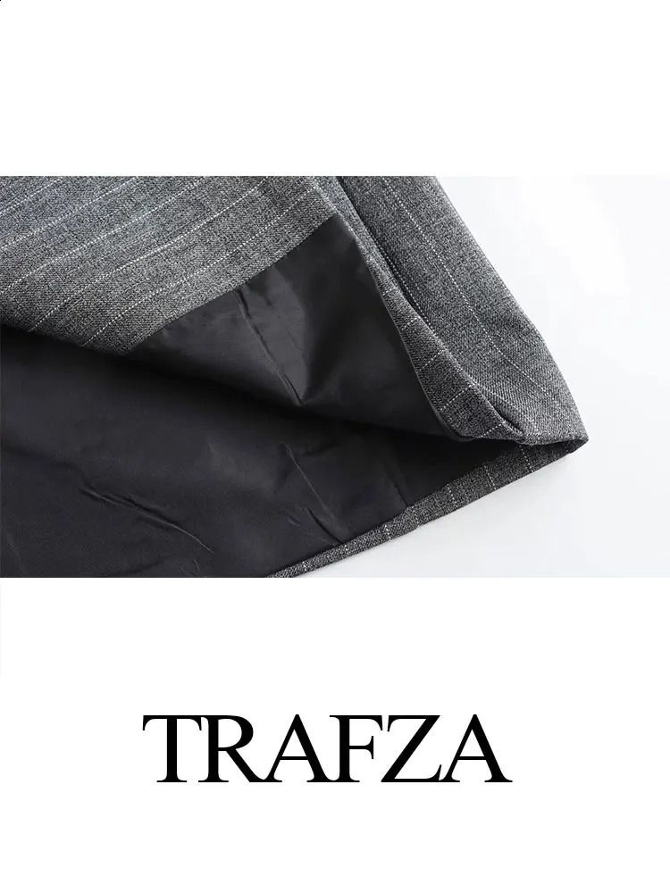 TRAFZA Spring Women Fashion 2 Piec Set Lapel Long Sleeves Blazer Coat Sexy Party sweet Female Mini Pleated Skirts 240826
