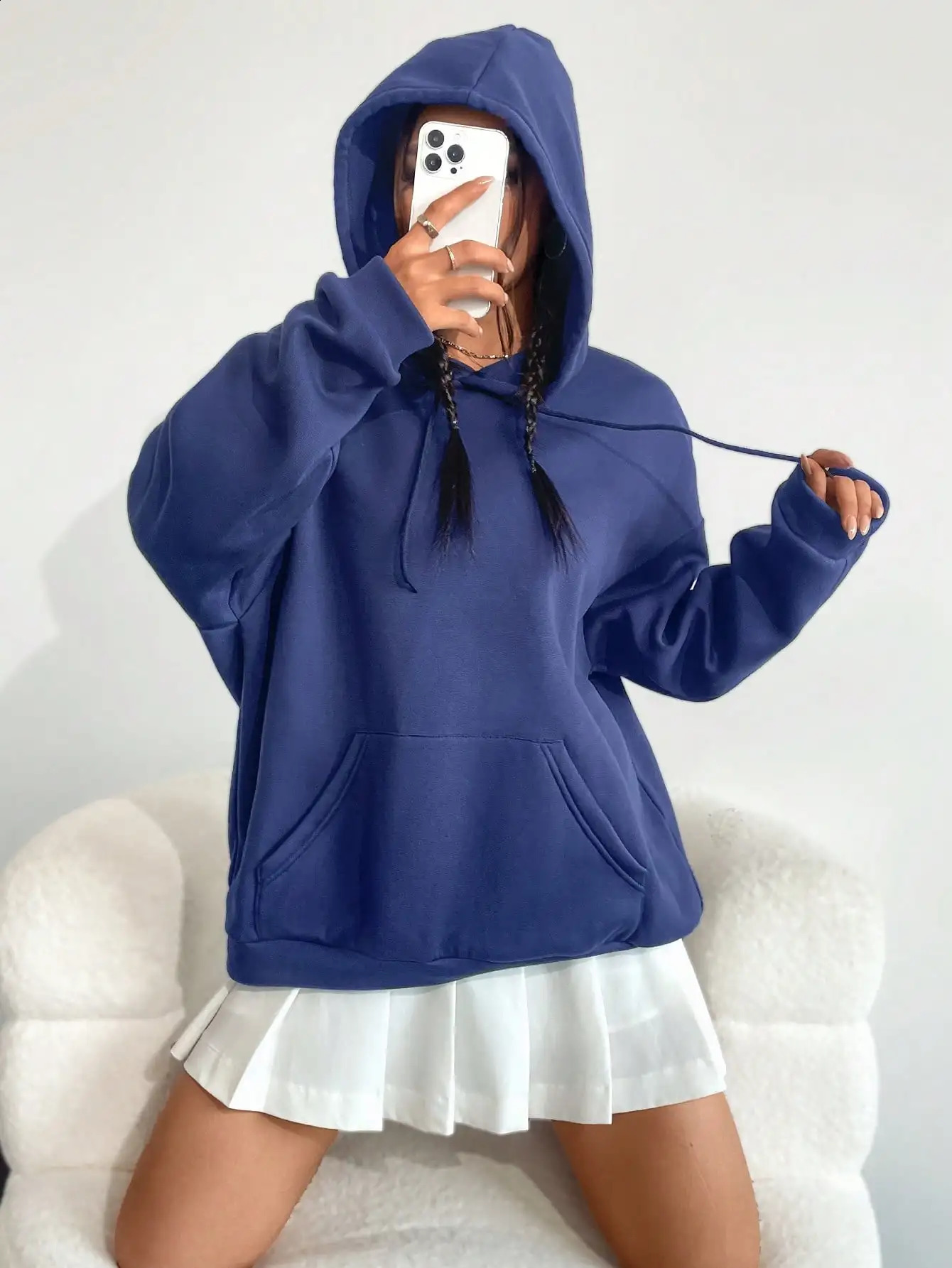 Solid Women Hoodie All-Match Unisex Female Pullovers Autumn Hip Hop Streetwear Casual All-Match For Woman Sportswear 240827