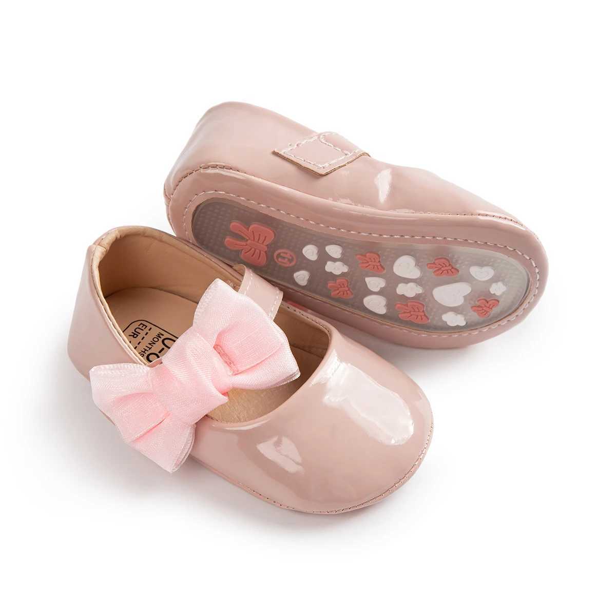 Baby Cute Bow Princess Shoes Solid Color Soft Bottom First Preschool Shoes 0-18 Months Newborns Baby Shoes Girls M240827