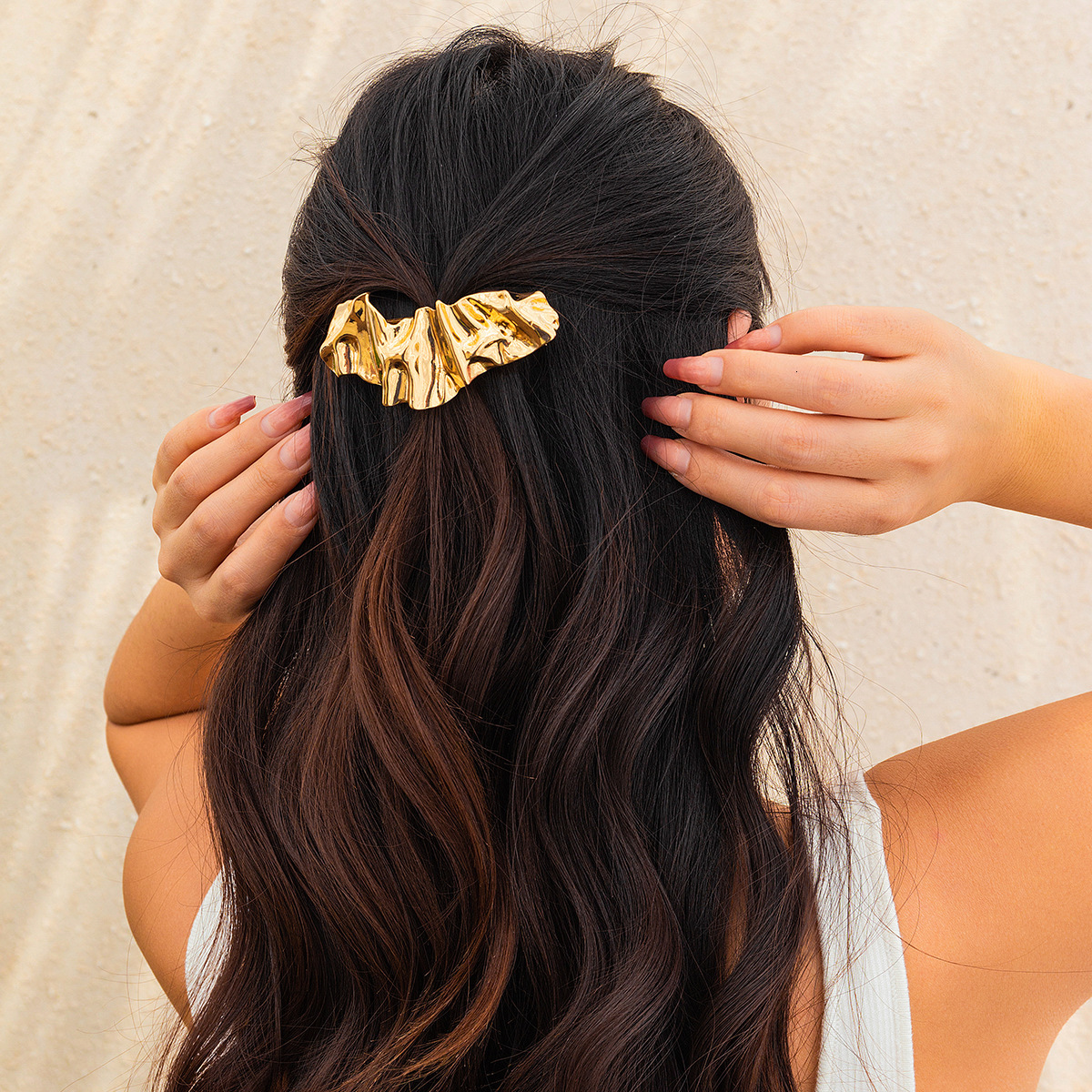 Jewelry metal concave convex folded alloy Hairpin irregular temperament hair clip F08.27-3.8 aa419