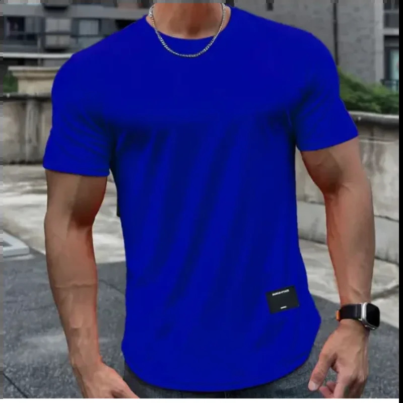 mens summer short sleeved fitness Tshirt running sports muscle casual highquality top 240827