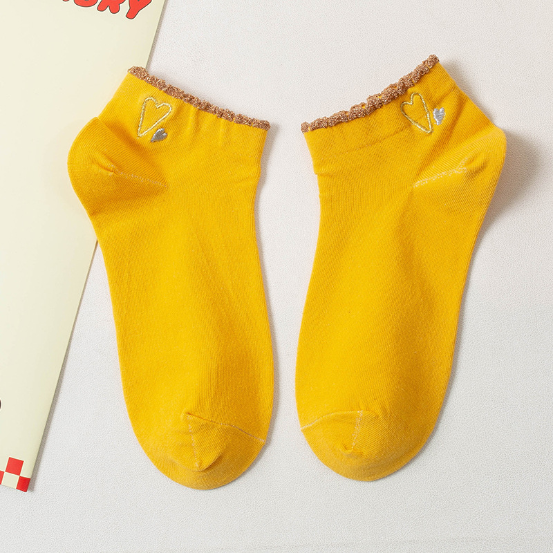 OC-SB9447 Spring and Autumn Girls' Socks Shallow Mouth Low Cut Student Motion Invisible Boat Socks Love Polyester Wholesale