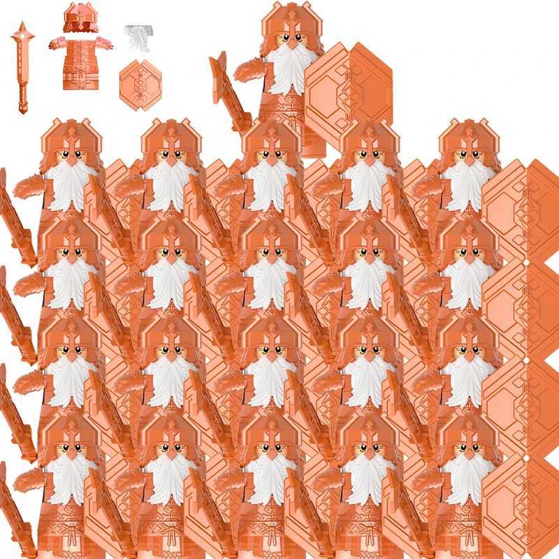 New MOC LOTR Dwarf Army Digital Armored Guard Soldiers Medieval Knights Architecture Building Blocks Toys Gifts Free shipping