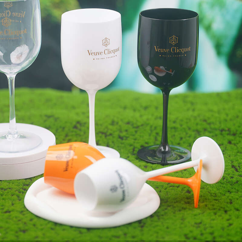 Veuve Clicquot Flutes Plastic Wine Glasses Dishwasher-Safe White Orange Acrylic Champagne Glass Beer Whiskey Party Cups