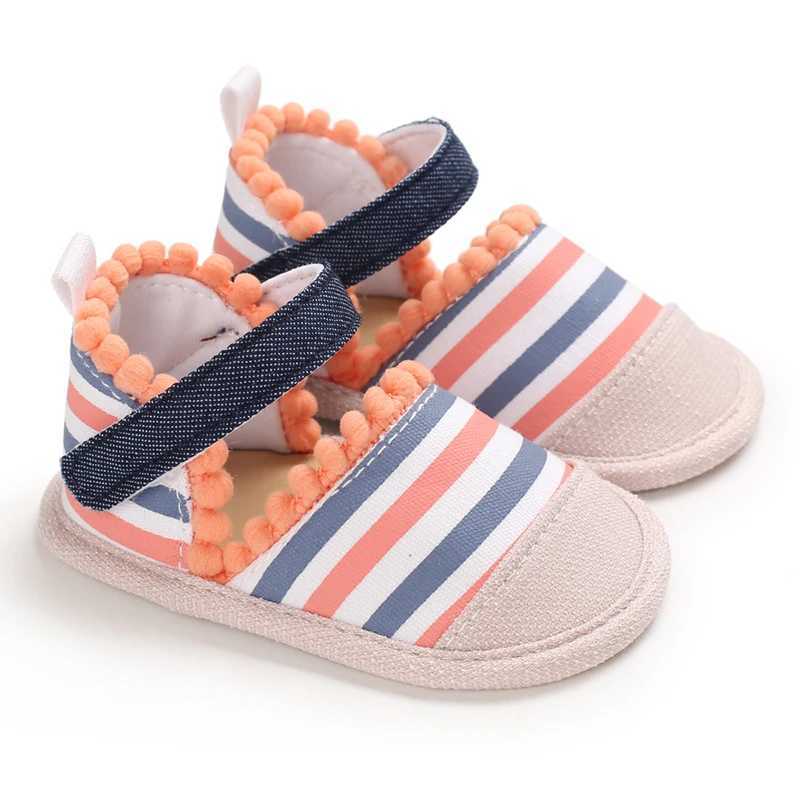 Newborn baby shoes Bohemian girl striped toddler first walking boots cotton comfortable soft anti slip baby crib shoes M240827