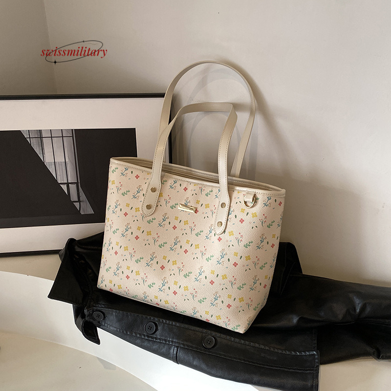Swissmilitary 2024 Spring New Large Capacity Daily Commuting Handbag Fashion Versatile Shoulder Fragmented Flower Print Tote Bag #33