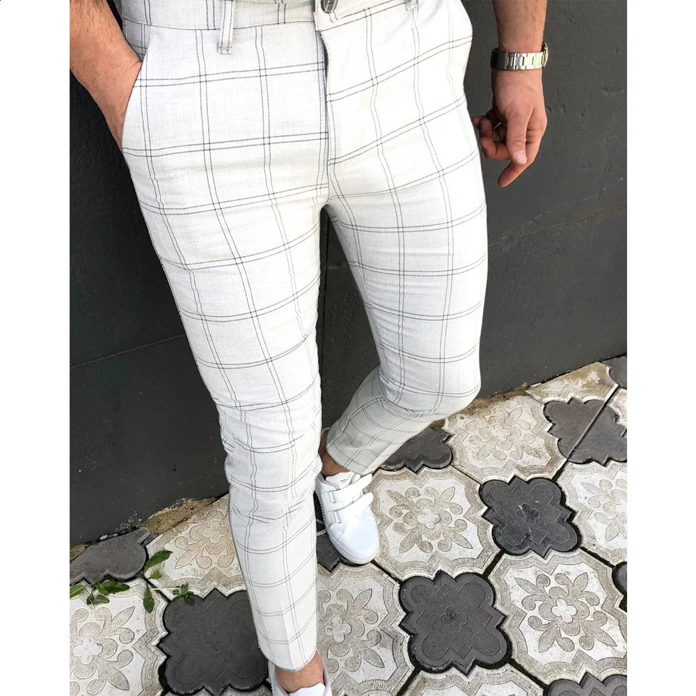 Plaid Fashion Mens Pants Europe and the United States British Style Comfortable Casual Formal Pants Hundreds of Suit Trousers 240827
