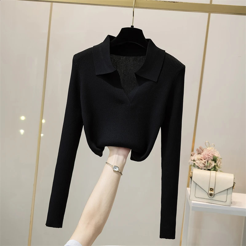 Y2k Top Harajuku Autumn Winter Crop Solid Street Clothing Basic Womens Fashion V-neck T-shirt Party Ropa De Mujer T-shirt 240827