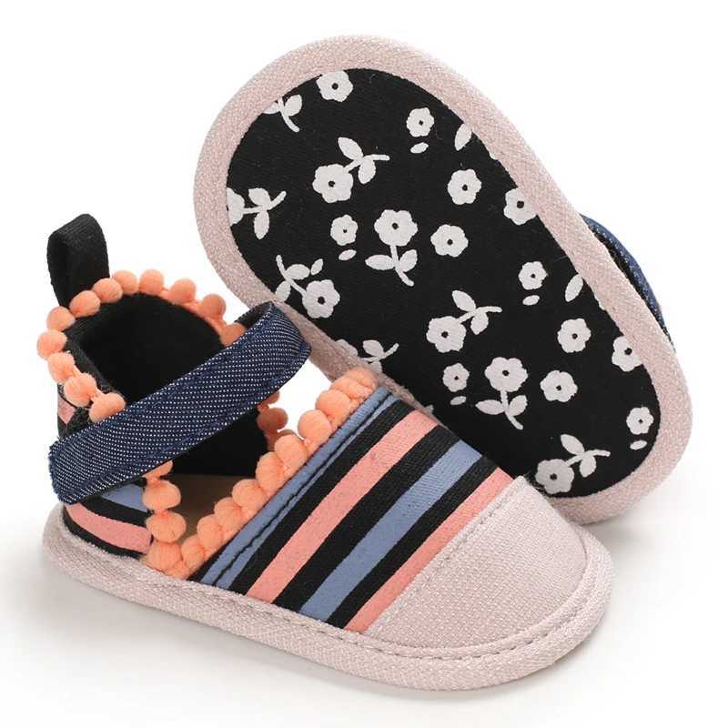Newborn baby shoes Bohemian girl striped toddler first walking boots cotton comfortable soft anti slip baby crib shoes M240827