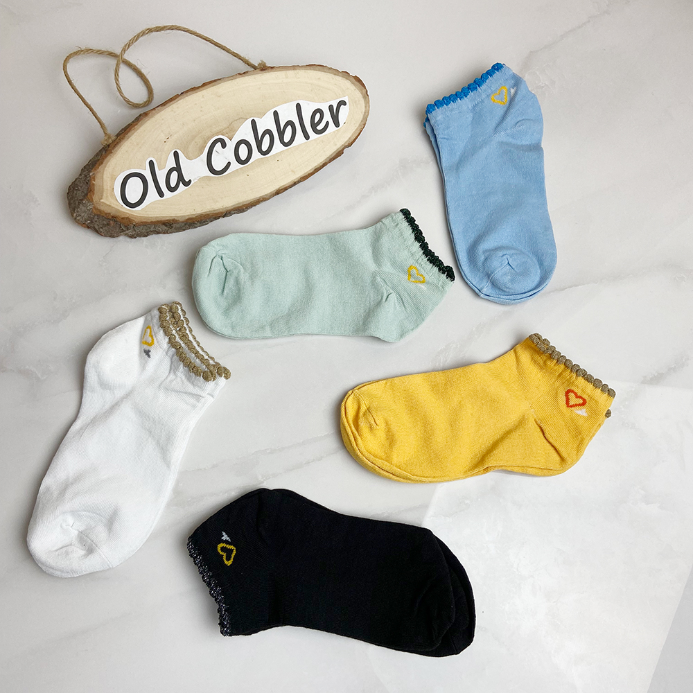 OC-SB9447 Spring and Autumn Girls' Socks Shallow Mouth Low Cut Student Motion Invisible Boat Socks Love Polyester Wholesale