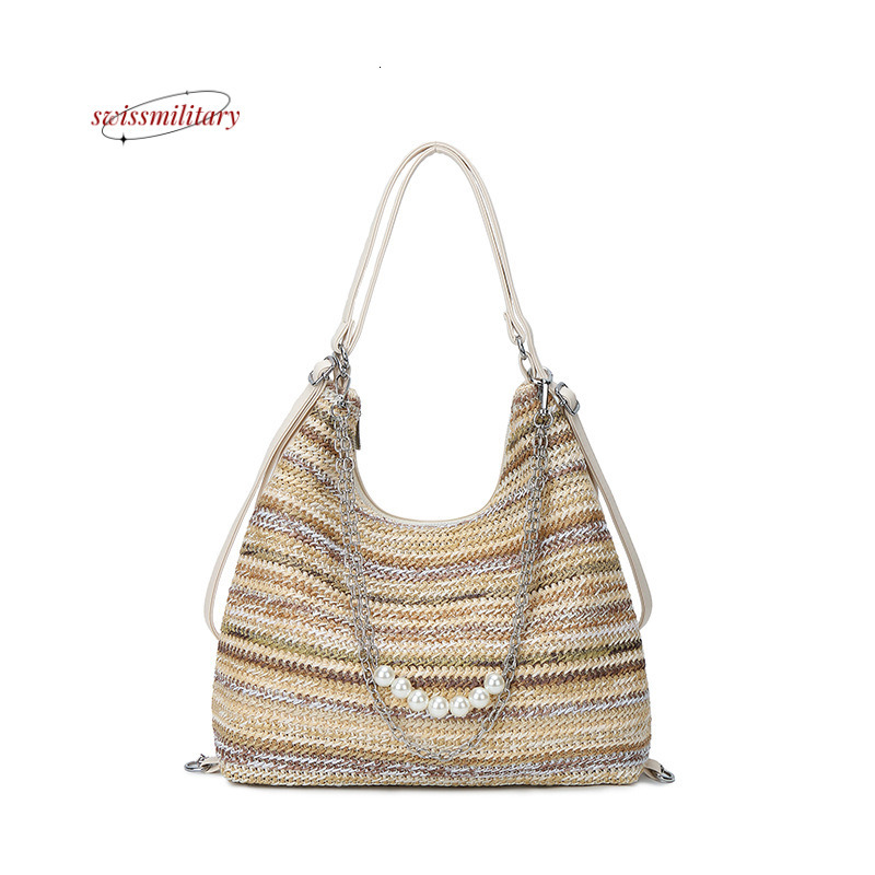 Swissmilitary Summer style South Wind Chiond Rainbow Tote for Women, Large Capacity Versatile Woven Shoulder Ba #28