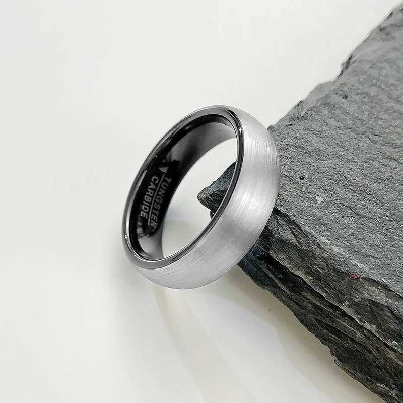 Tungsten mens ring pure gray 6mm brushed dome wedding ring mens anniversary jewelry W240826