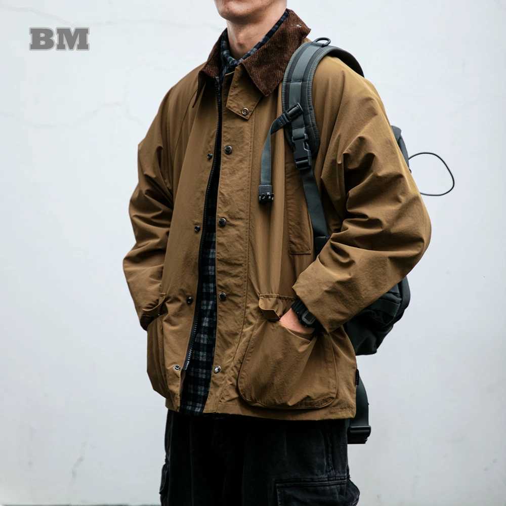 Vintage Outdoor Windbreaker Jackets For Men Clothing Japanese Harajuku High Quality Casual Lapel Cargo Coat Fashion Jacket Male X250213