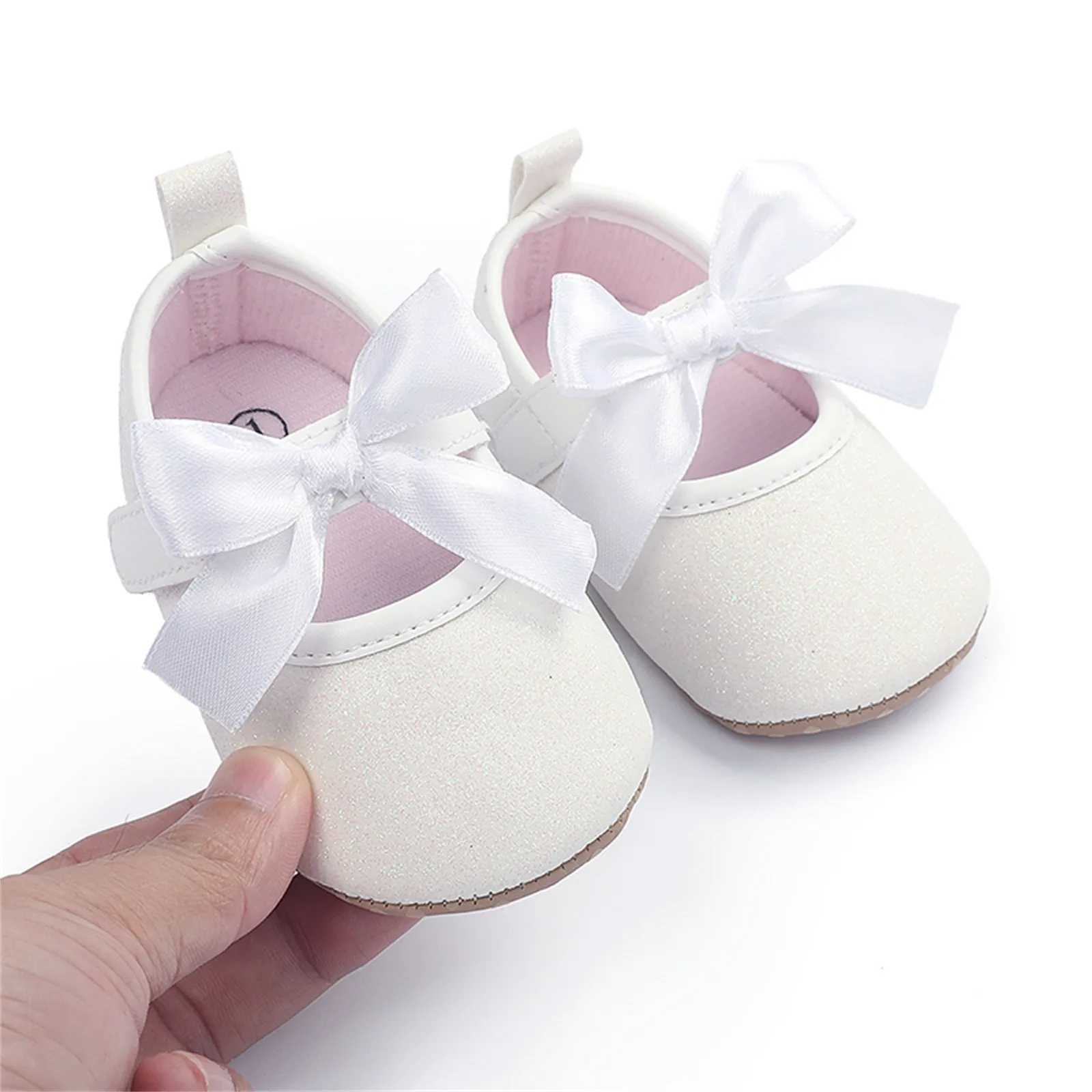 Preschool Children Baby Girls Solid Color Bow Princess Shoes Soft Sole Barefoot Non slip First Step Walker M240827