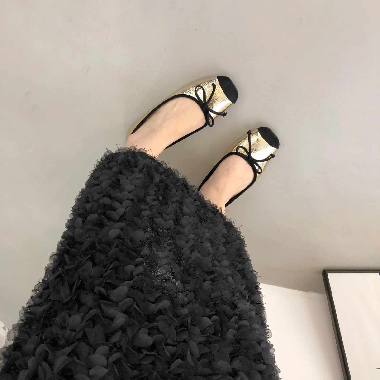 Mixed Colors Soft Round Toe Golden Shoes Casual Female Sneakers Dress Flats Women Autumn Bow-Knot Shallow Mouth Yellow Boat Gran 240826
