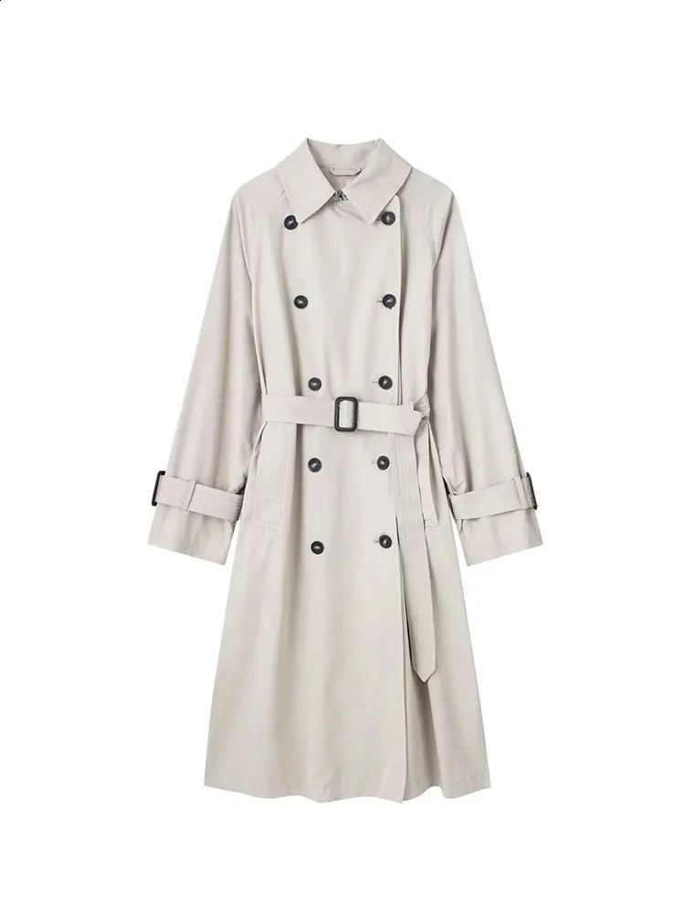 Nlzgmsj TRAF Autumn Womens Trench Coat Classic Loose Belt Fashion Double Chest Long Clothing 240826