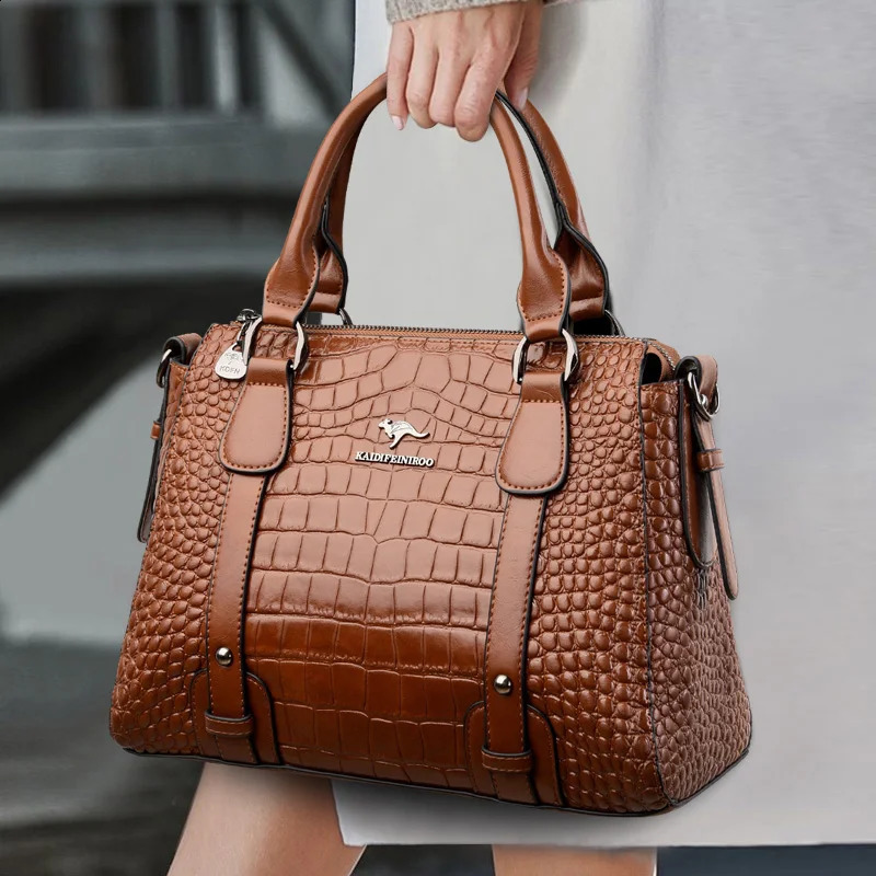 y genuine leather womens bag pattern shoulder cross body large capacity shopping cart casual handbag 240826