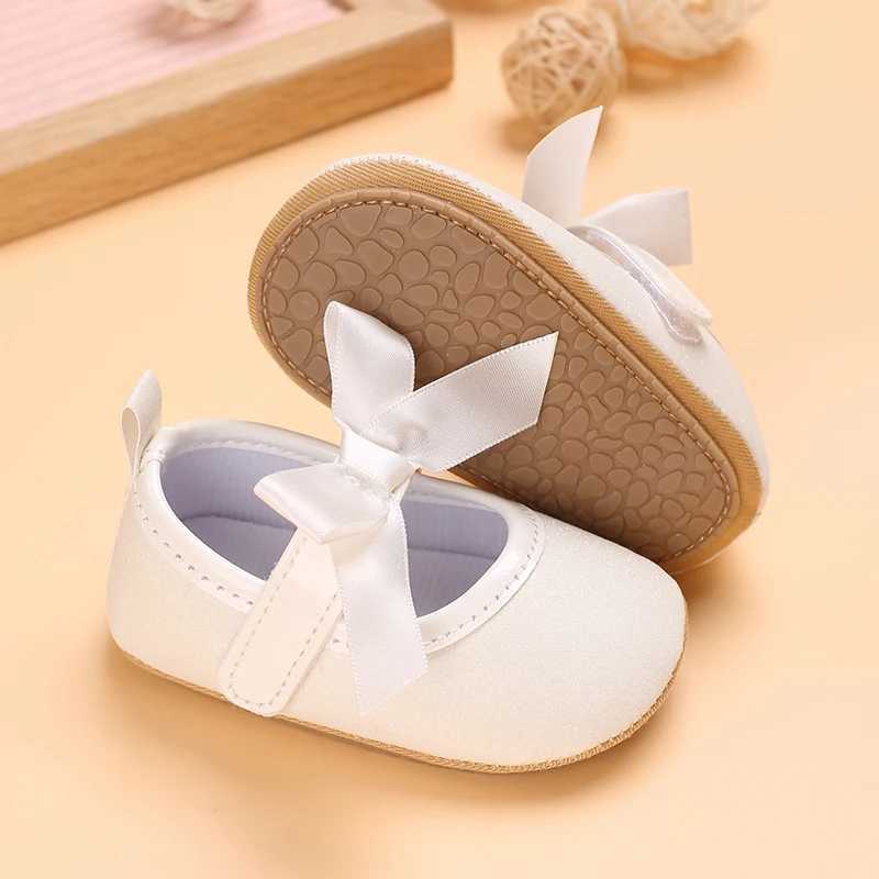 Baby Birthday Party Shoes Baby Bow Knot Non slip Rubber Soft Bottom Flat PU First Step Walker Newborn Bow Decoration Mary Jens M240827