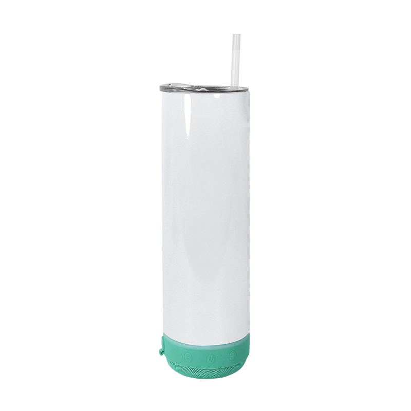 Sublimation 20Oz Bluetooth Speaker STRAIGHT Tumbler Wireless Intelligent Music Cups Stainless Steel Smart Water Bottle With Straws DIY Slim