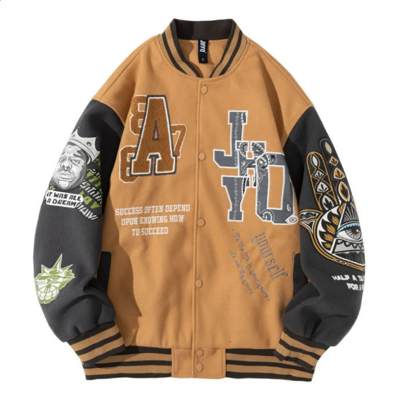 American retro autumn and winter jacket coat womens Y2K street hip-hop all-match baseball uniform couple casual loose trend top 240827