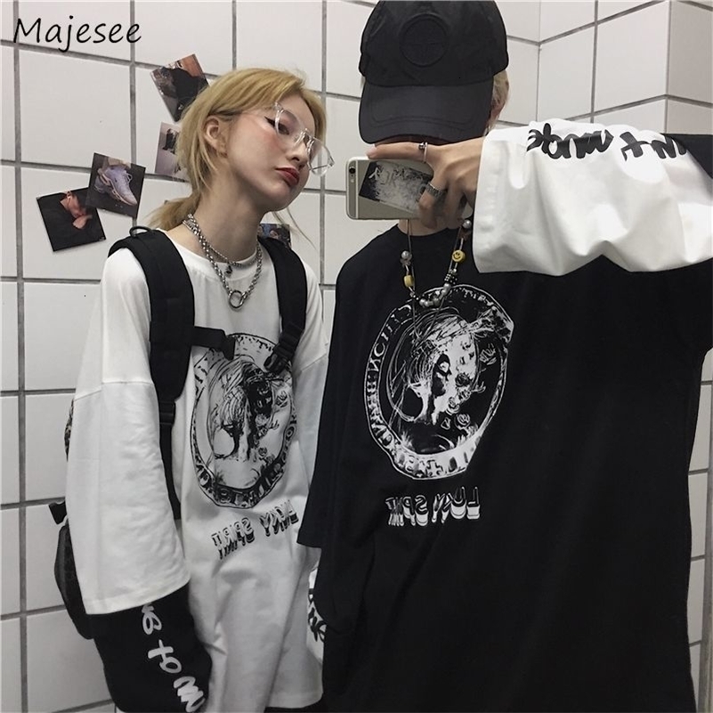 Mens T-shirt autumn anime long sleeved printed y2k t-shirt harajuku mens T-shirt casual Hip pop oversized t-shirt 240826