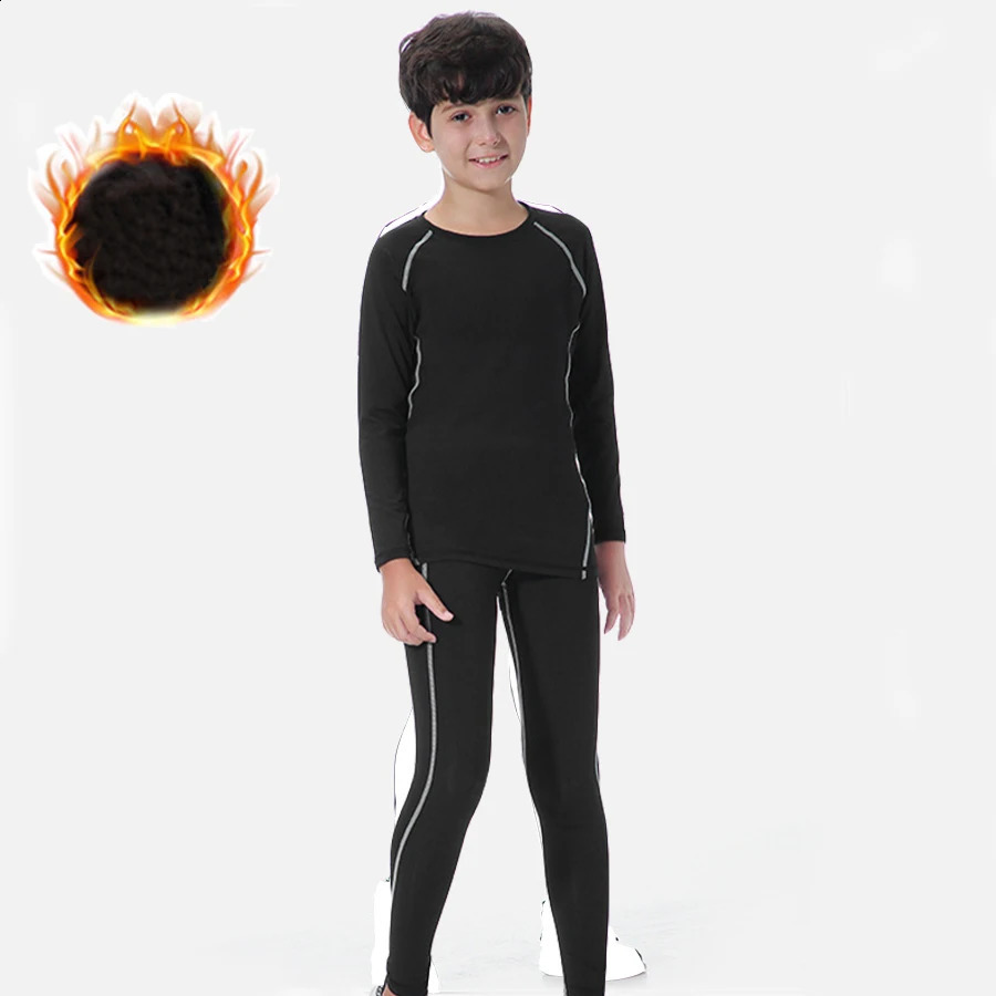 Boys Girls Winter Thermal Underwear Set Velvet Warm Thermo Underwear Masculino Long Johns ren Lucky Johns Fitness Tops Pant 240826
