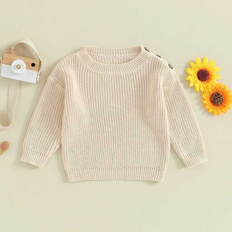 FOCUSNORM 3 Colors Autumn Winter Baby Boys and Girls Sweater 0-3Y Solid Shoulder Button Long Sleeve Zipper Autumn KnittedW240824