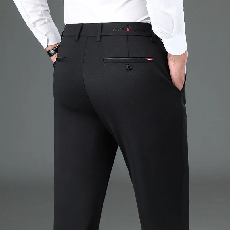 Japanese High Quality Men's Business Dress Pants - Stretch Straight Fit Office Trousers, Formal & Casual