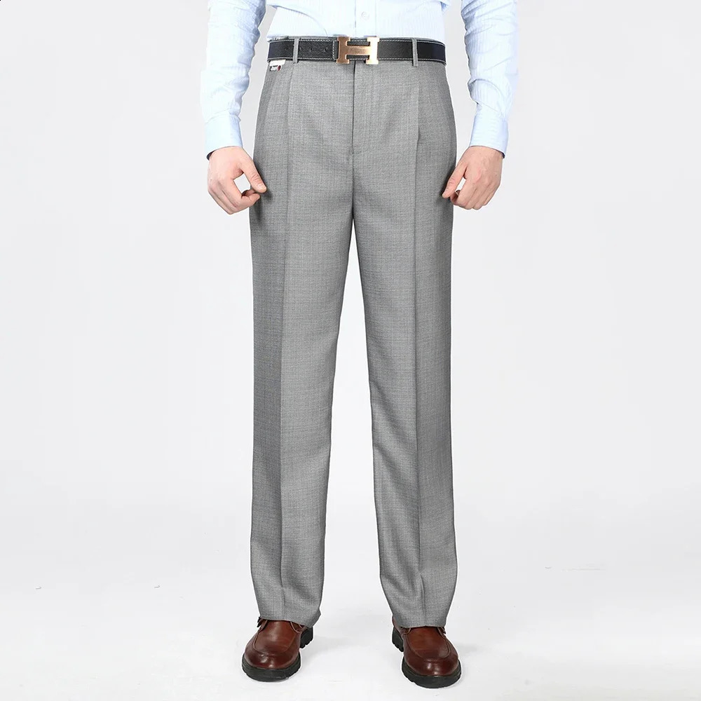 Big Size 29-56 Summer Wrinkle-Resistant Black Suit Pants Mens Clothing Baggy Double Pleated Classic Dress Pants Trousers 240827