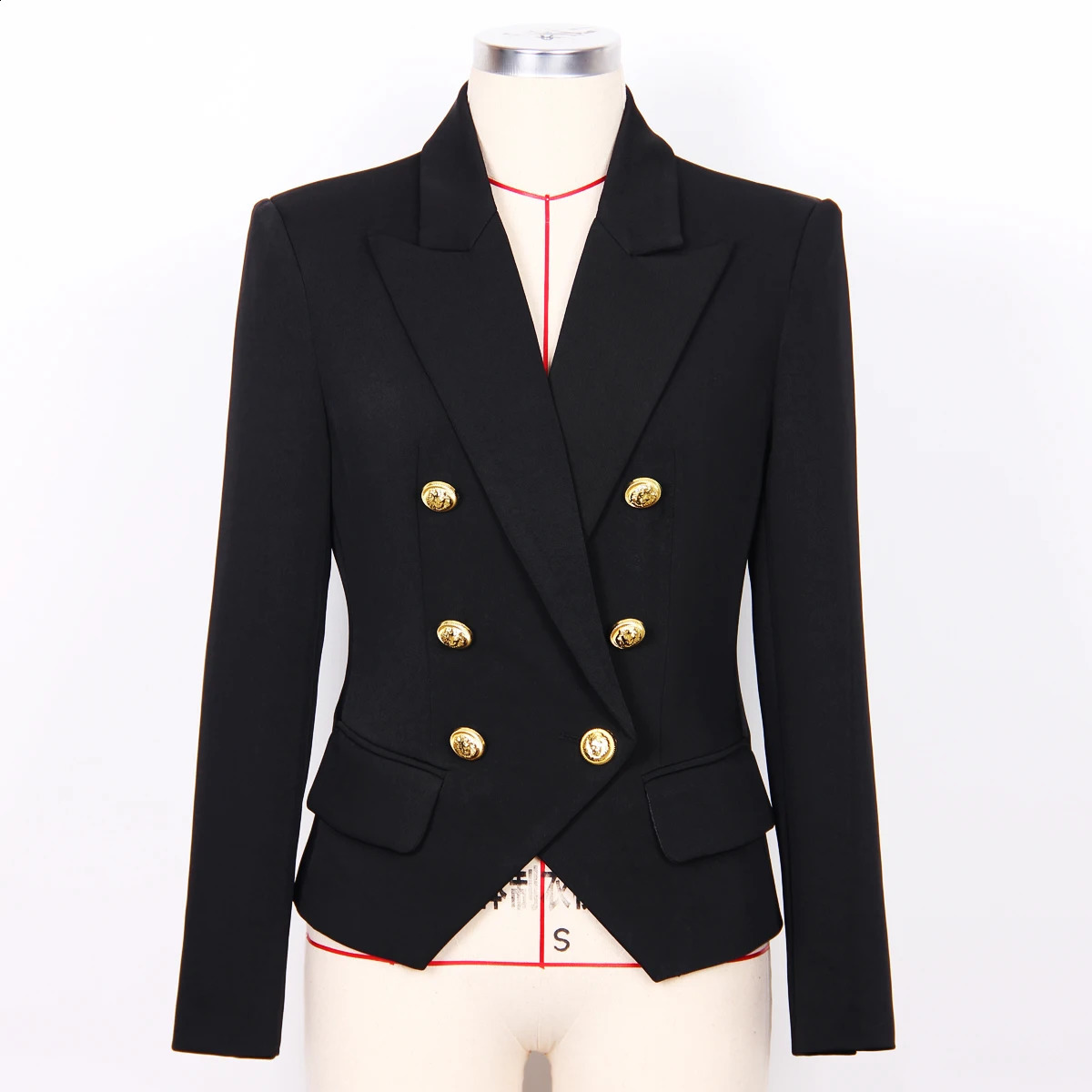 S-XXL tricolor solid double chest elegant commuting casual womens coat jacket 240827