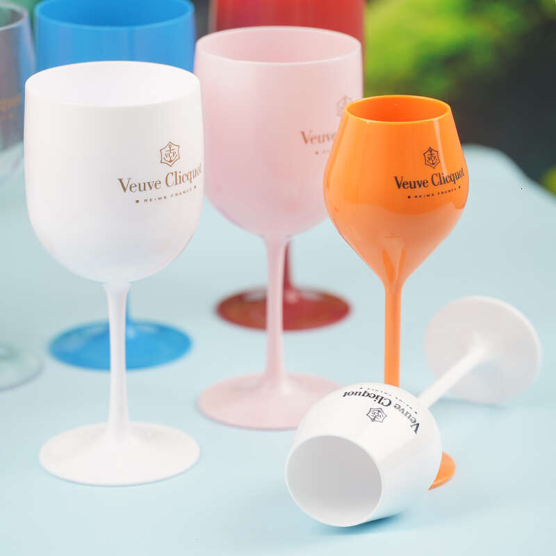 Veuve Clicquot Flutes Plastic Wine Glasses Dishwasher-Safe White Orange Acrylic Champagne Glass Beer Whiskey Party Cups