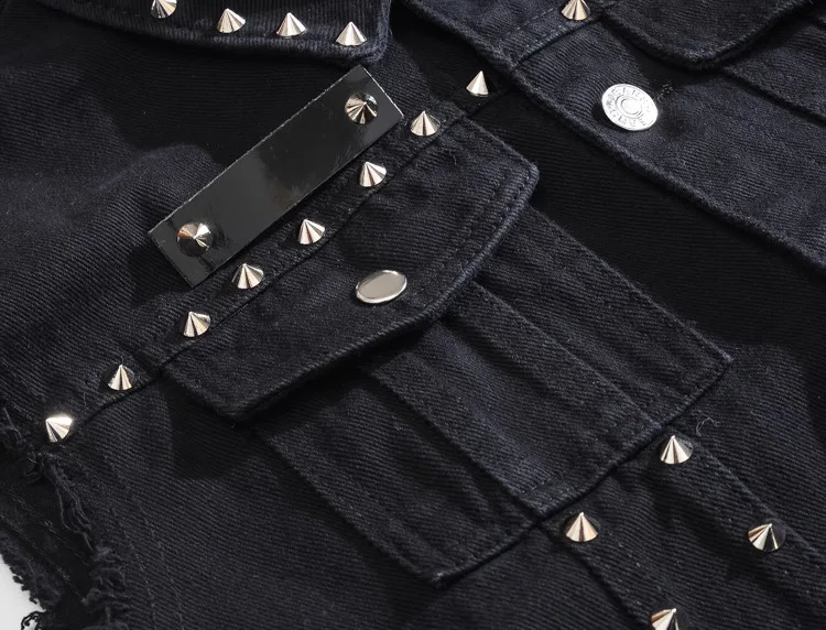 Spring Fashion Men Rivet Denim Vest Punk Party Studded Slim Fit Jean Jacket Male Sleeveless Waistcoat for Men Plus Size 6XL 240826