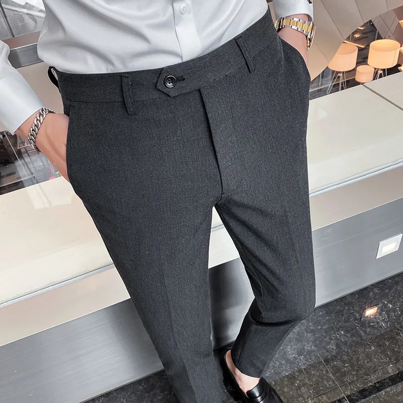 40 42 Summer Ankle Length Business Dress Pants Men Casual Office Social Suit Pant Wedding Party Streetwear Trousers Men Clothing 240827