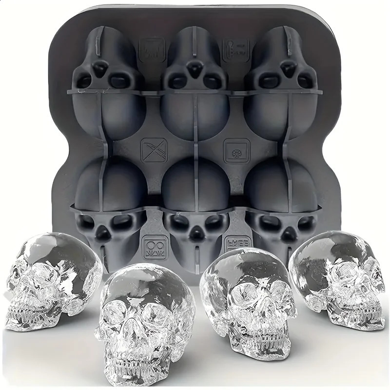 Creative 3D Skull Mold Ice Cube Tray For Freezer Whisky Skull Ice Ball Maker BPA Free Ice Trays Easy Release For Drinks Cocktail 240827