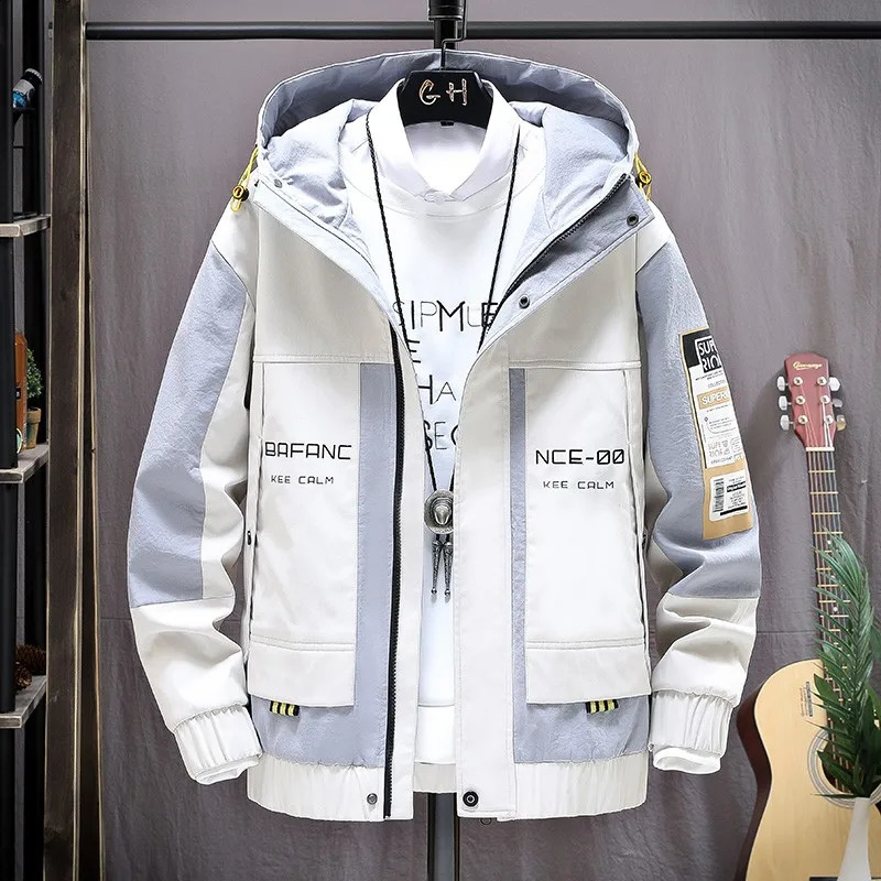 Quilting Functional Print Mens Jacket SpringAutumn Casual Zipper Work Fashion Sports 240827