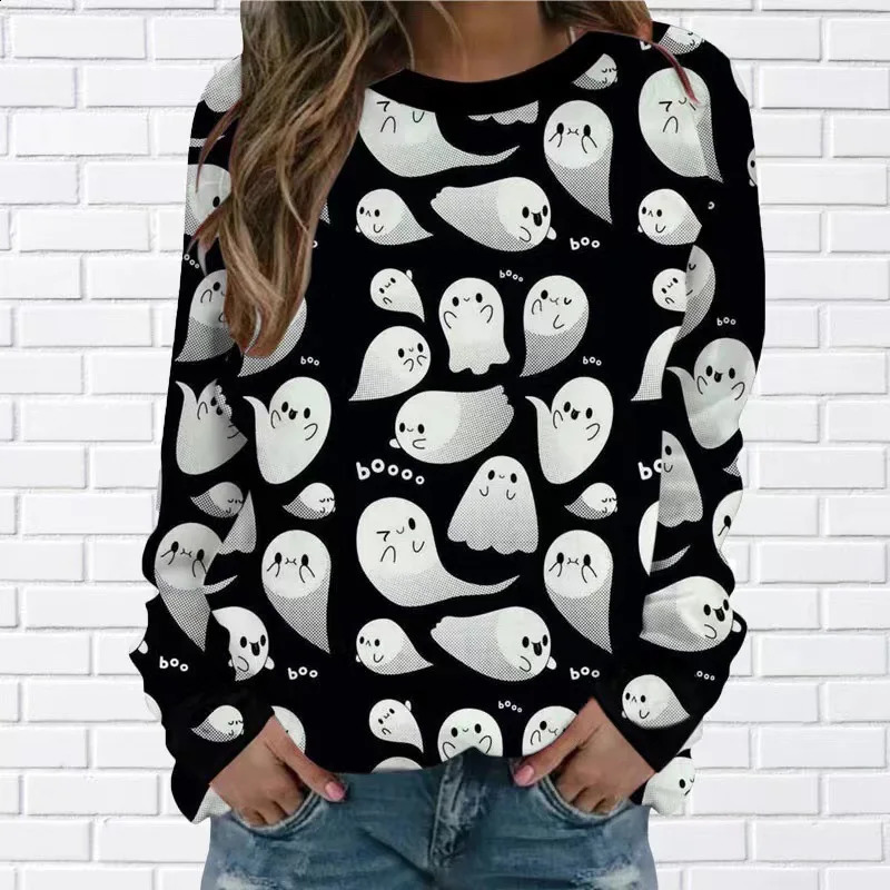 Halloween sweater pumpkin 3D printed hoodie womens casual O-neck hoodie street clothing oversized Harajuku zipper womens clothing 240827