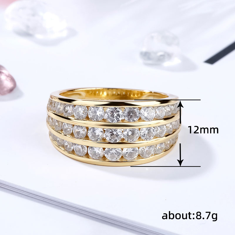 Ladies' Gold Fill Cubic Zirconia Eternity Wedding Ring: Three Rows of 5A CZ Dias